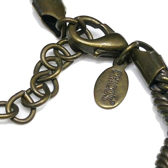 Chico’s Brass Tone Pendant Necklace Topaz Black Red Stones Boho Statement - Picture 5 of 8